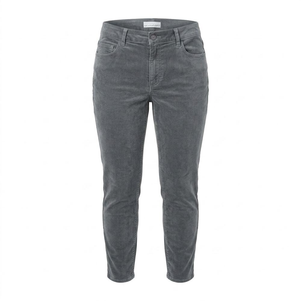 NTW Loft Corduroy Gray Stretch Slim Pockets Jeans Women Size 14